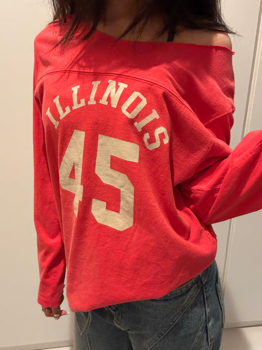 Illinois off-shoulder red long sleeve