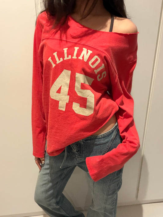 Illinois off-shoulder red long sleeve