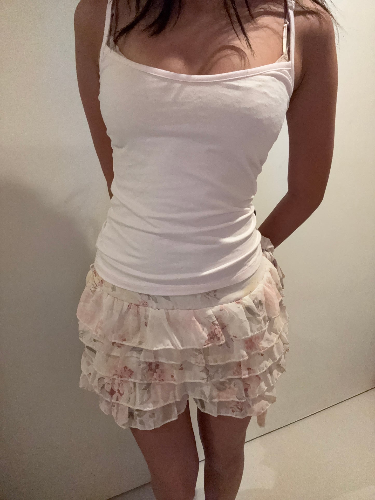 Paisley ruffled mini skirt