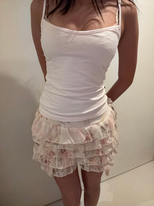Paisley ruffled mini skirt