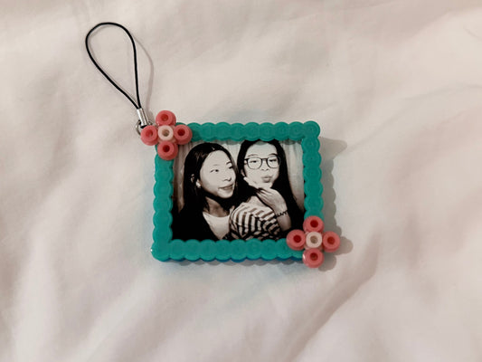 Flower frame perler keychain