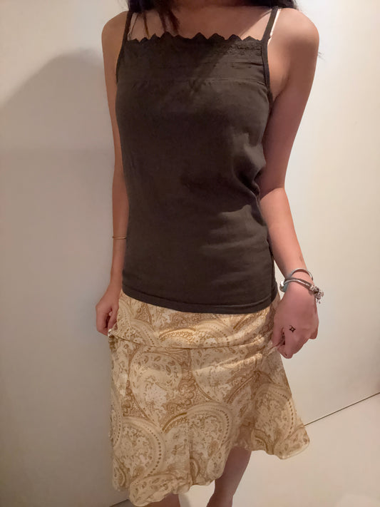 Paisley brown midi-skirt