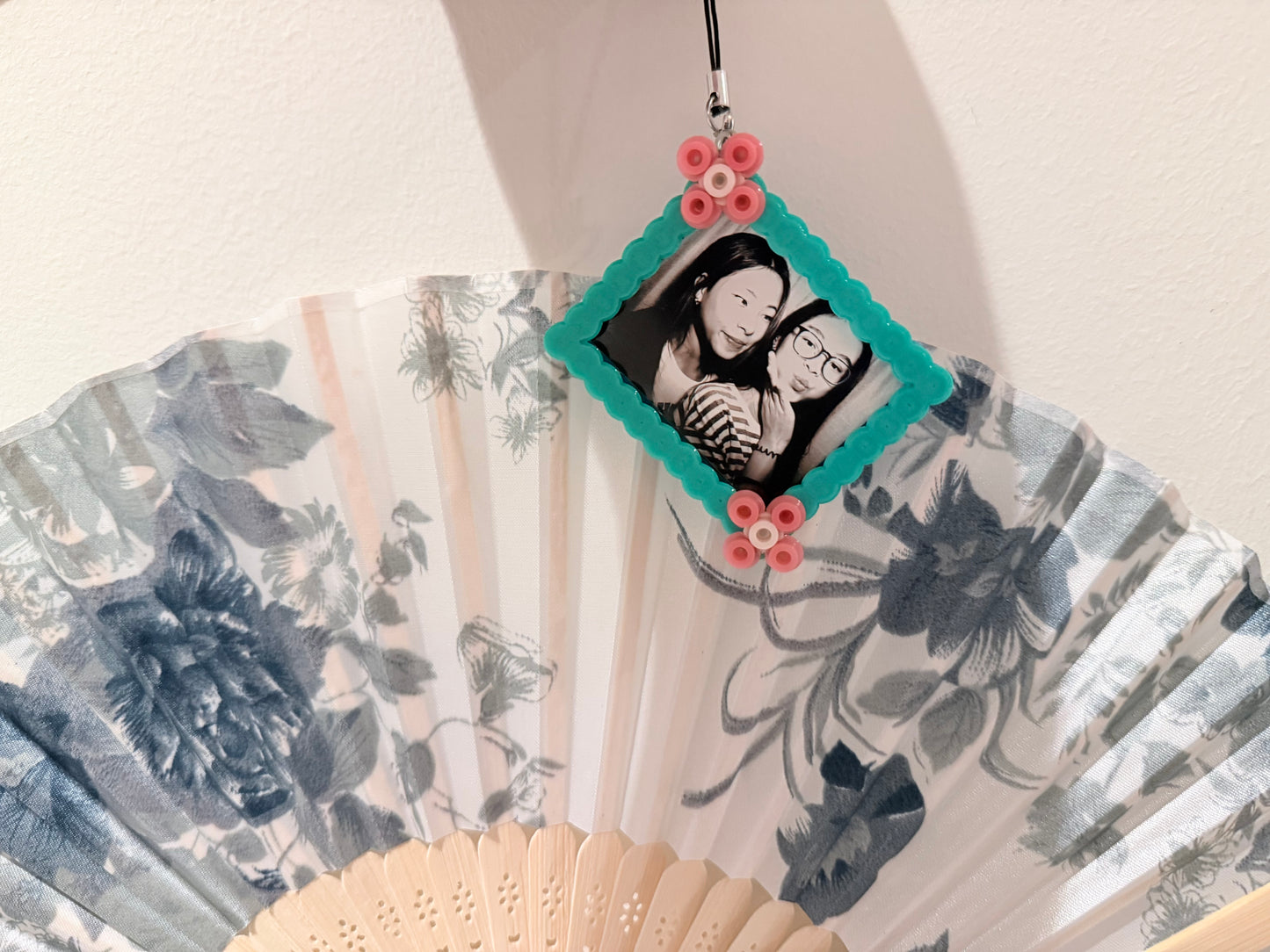 Flower frame perler keychain